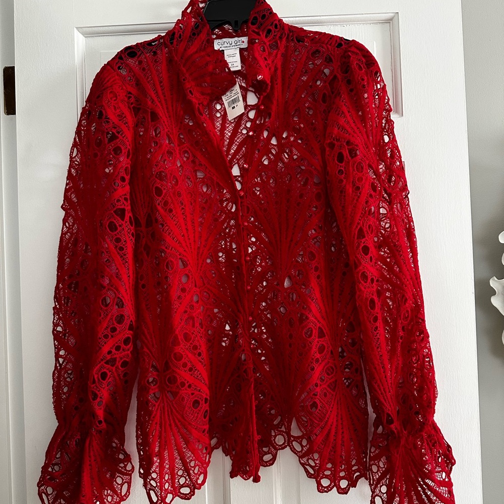 Stunning NWT Ashley Stewart Lace Blouse Size 2X